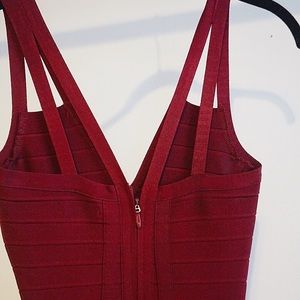 Burgundy Bandage Mini Dress